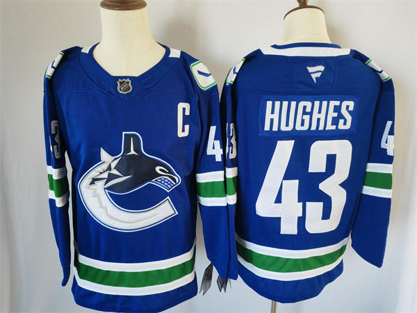 Men's Vancouver Canucks #43 Quinn Hughes Fanatics Home Blue Player Jersey